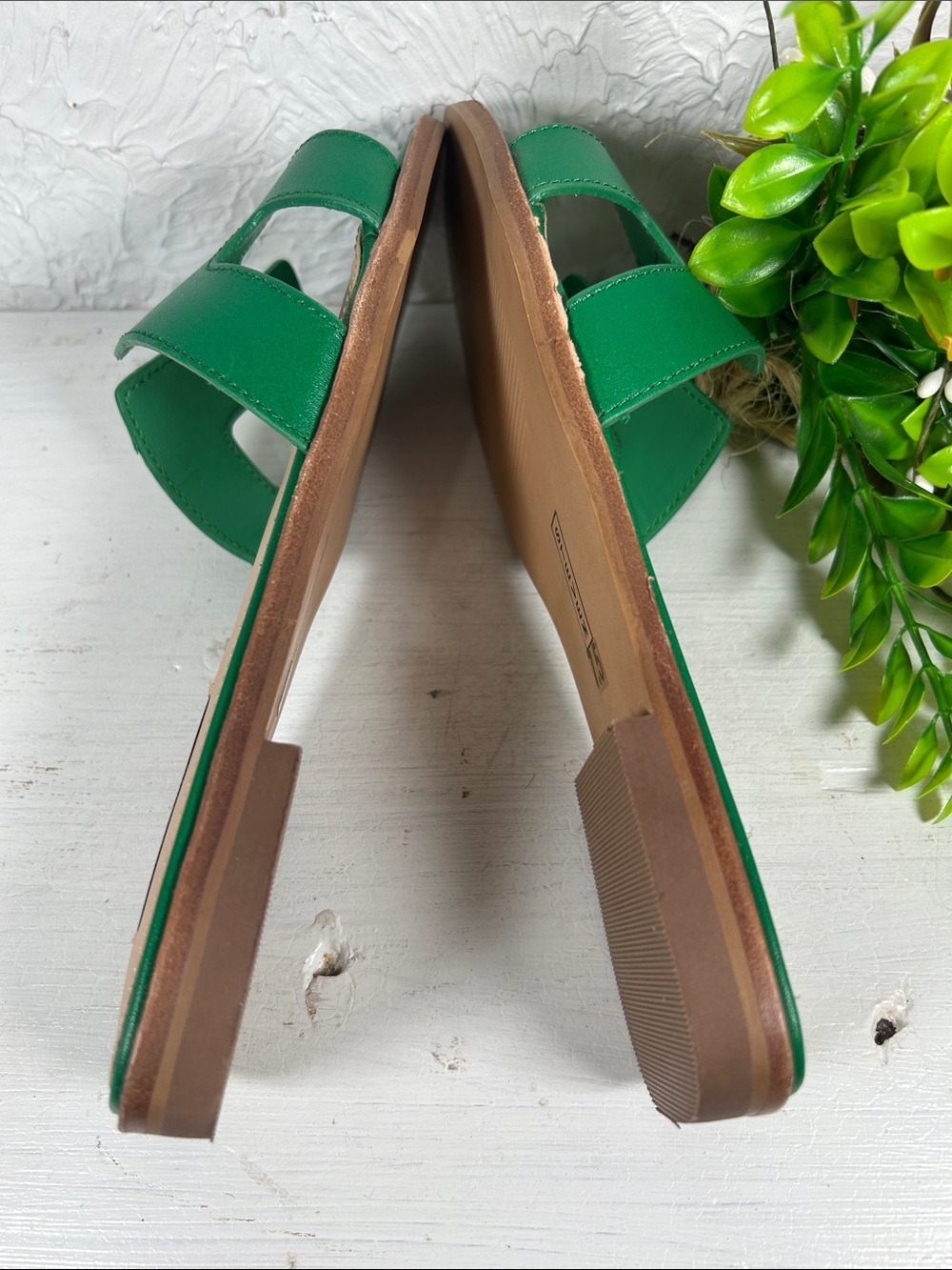 🆕Steven New York HADYN Green Leather Slide In Mules Flat Sandal NWTBoxed - Picture 6 of 16